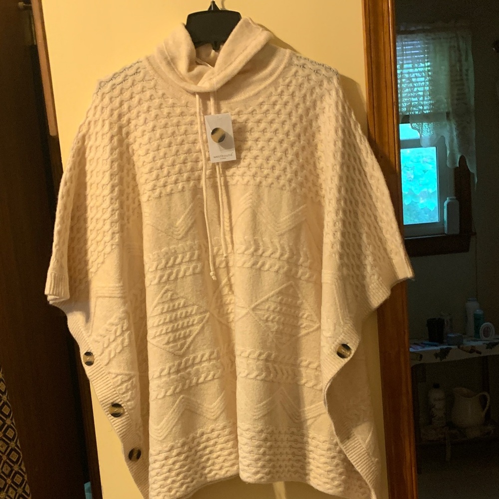 Westbound Cream Textured Women's Poncho